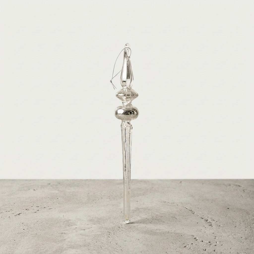 Silver Glass Icicle Ornament