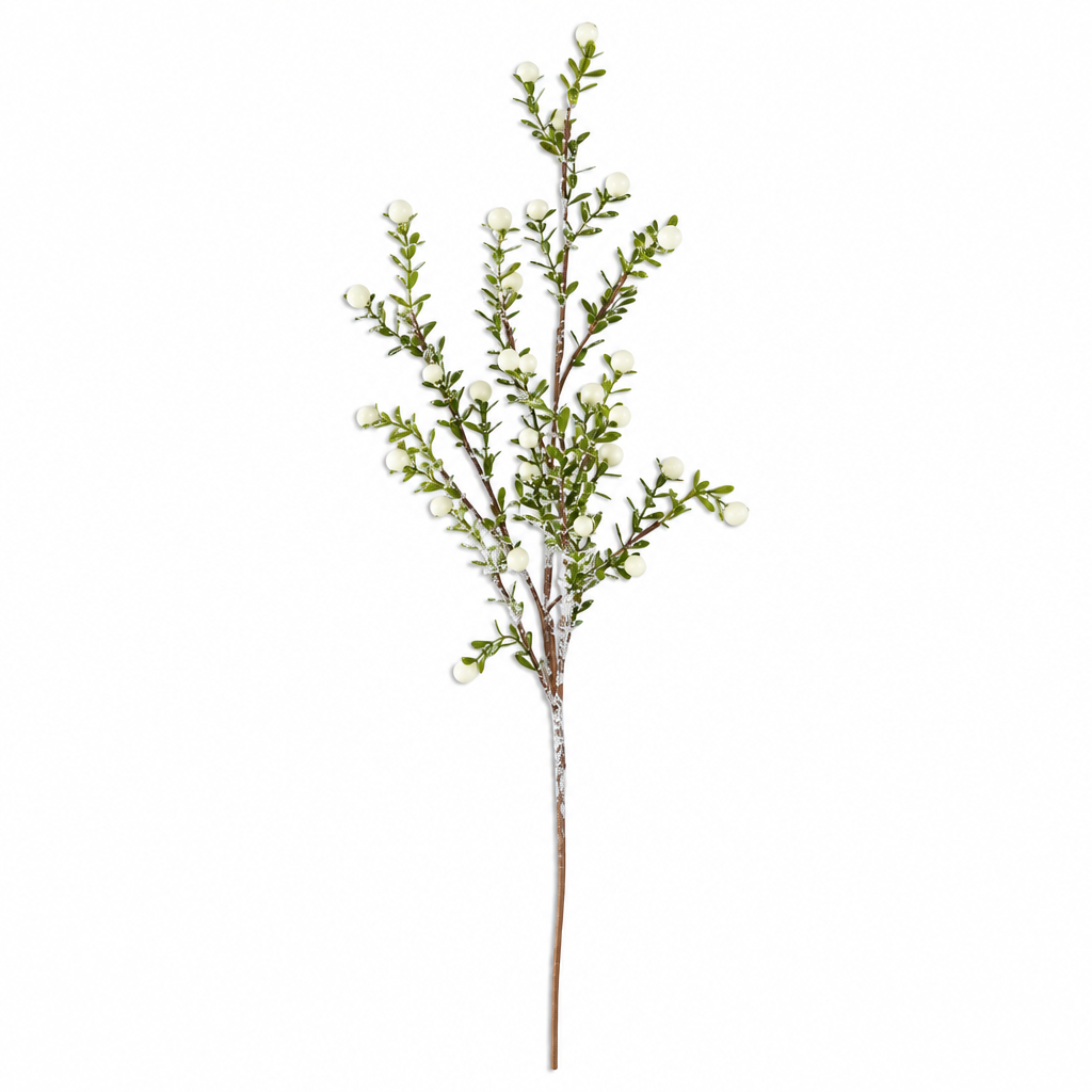 30" Snowy White Berry Stem