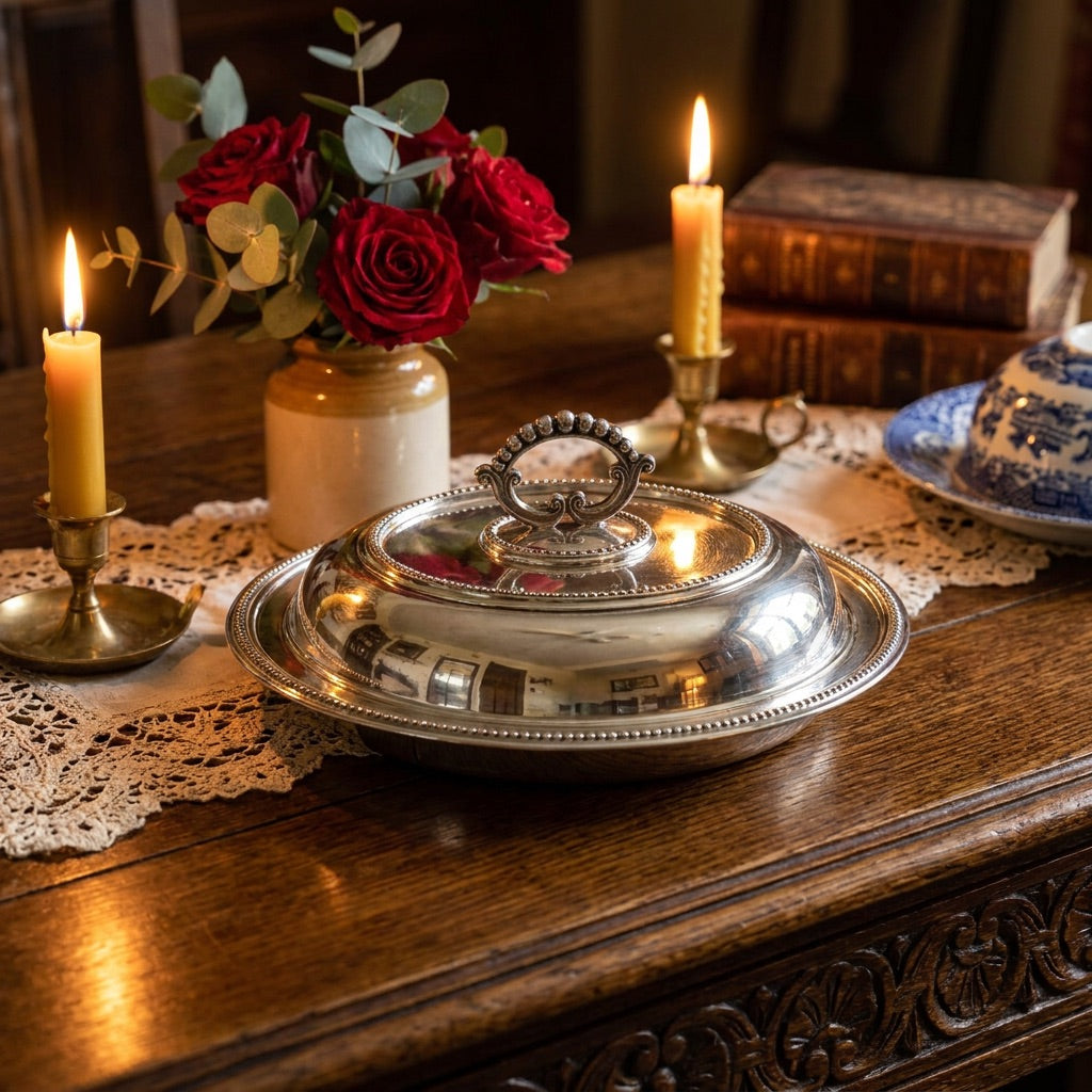 Vintage English Silver Dome Dish