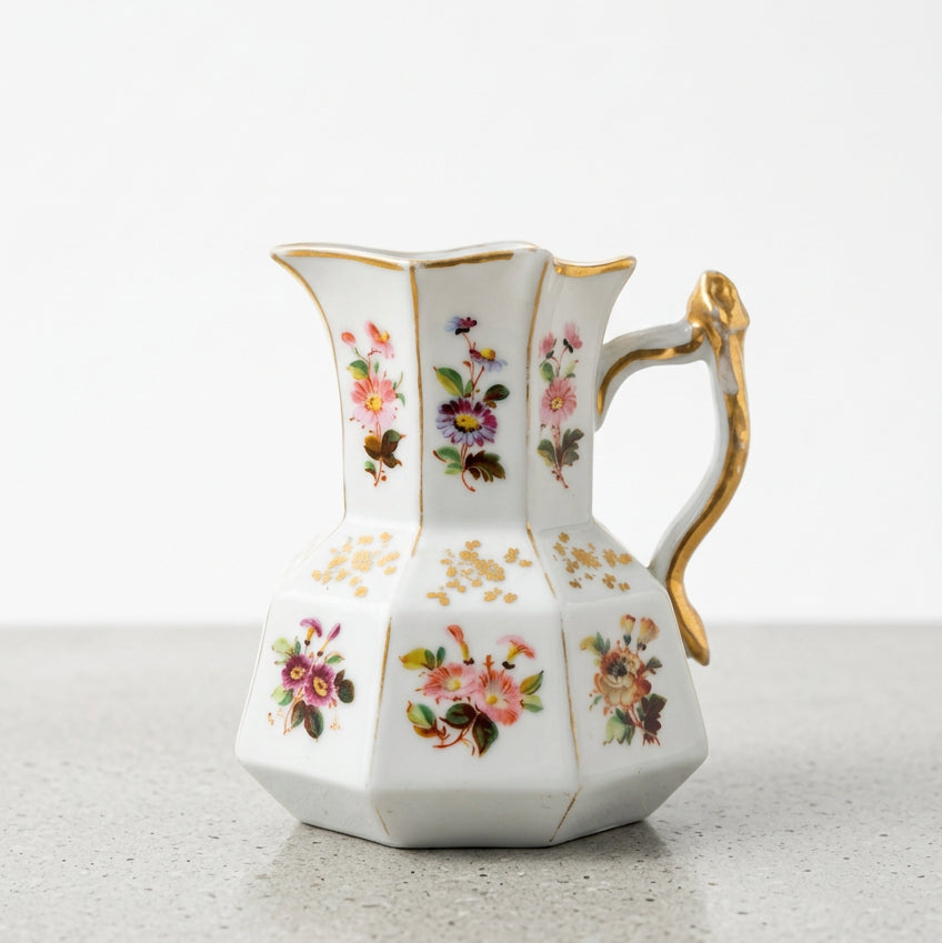 Vintage Gilt Floral Pitcher