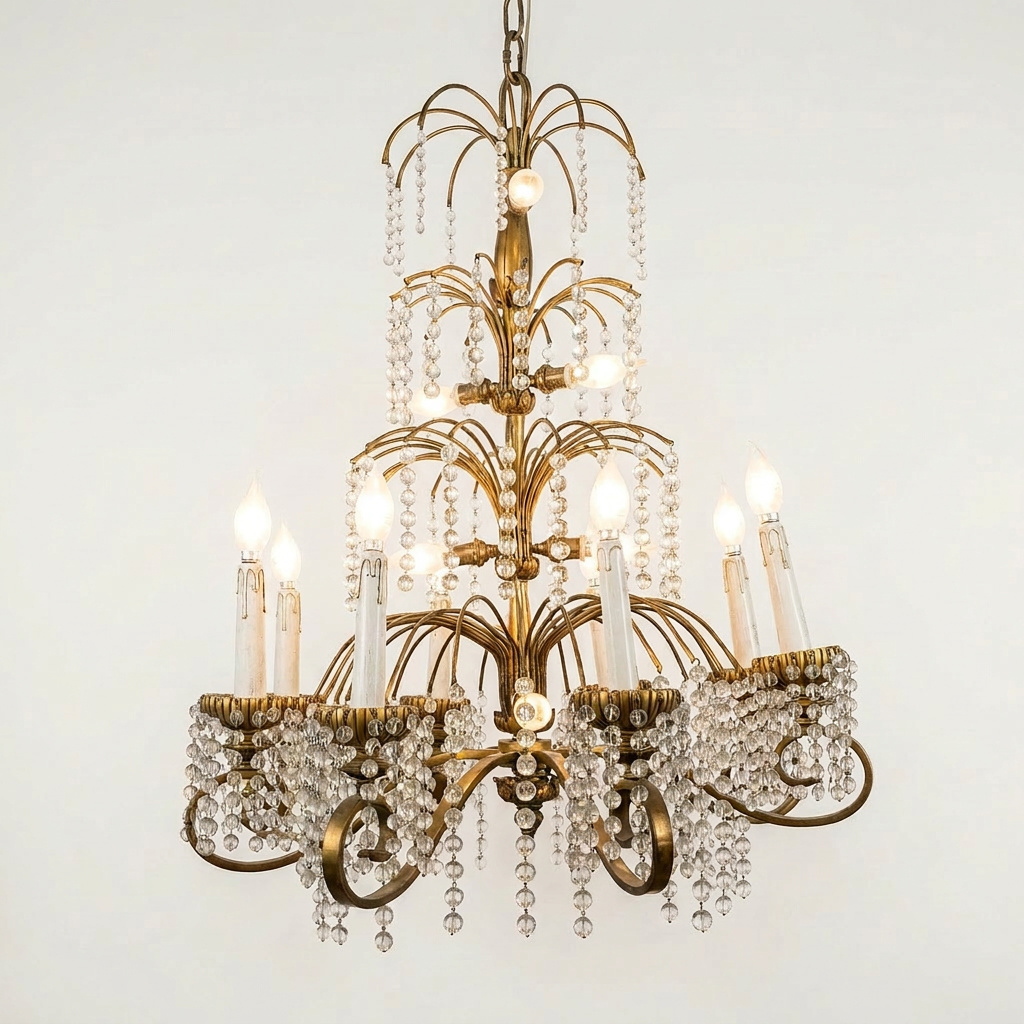 20th C. Italian Glass Droplet Chandelier