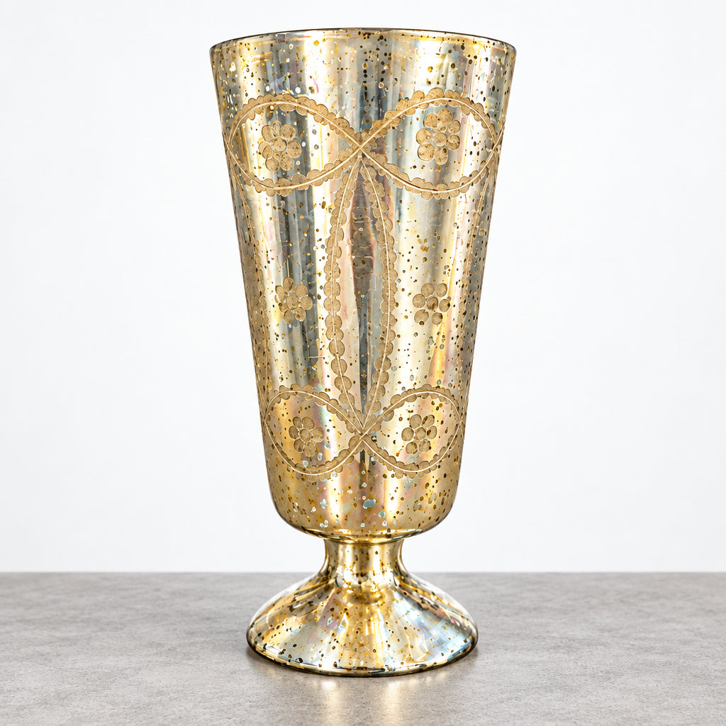 Glass Pot Engraved Silver