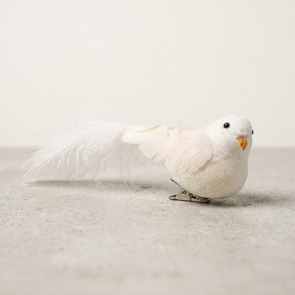 Clip-On Bird w/Ostrich Feathers