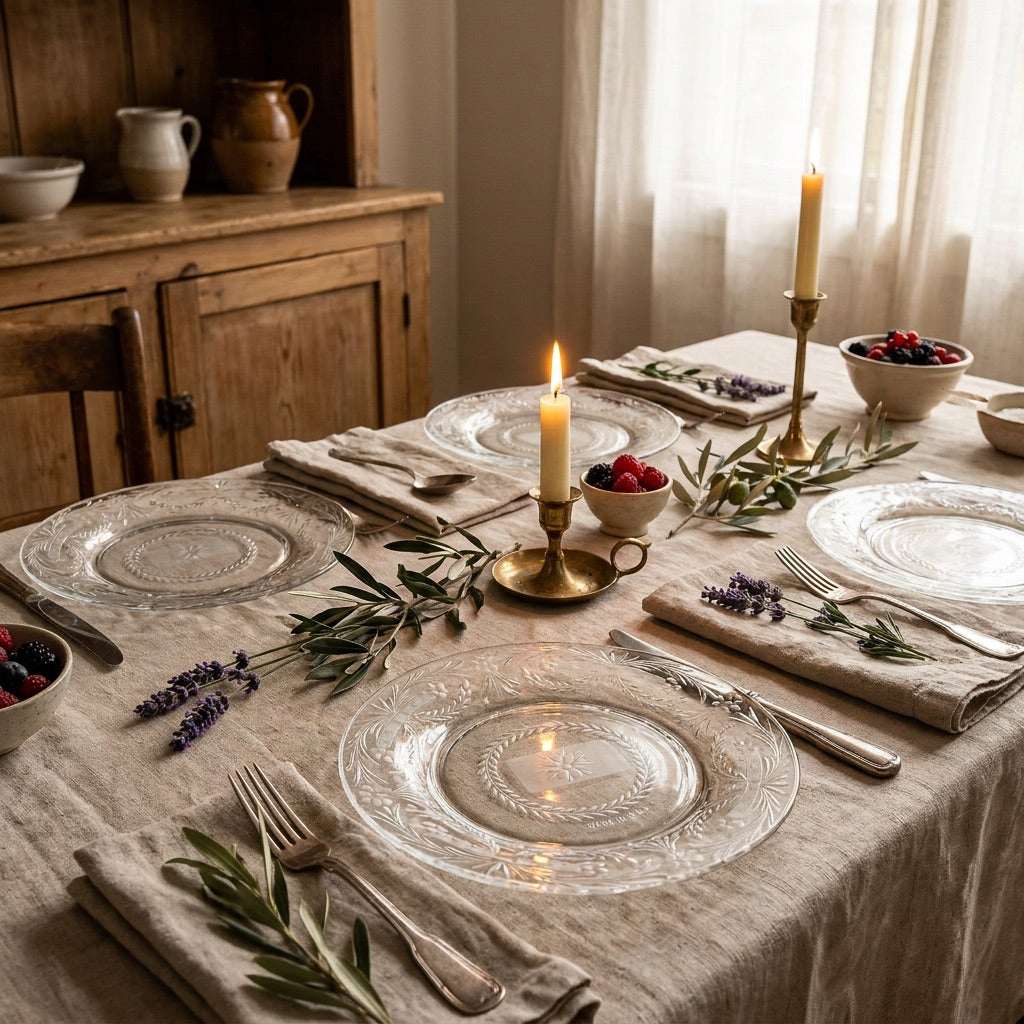 Vintage Etched Glass Plates
