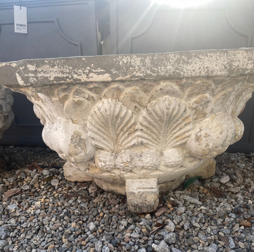 Pair of Vintage Square Planters with Acanthus Leaf