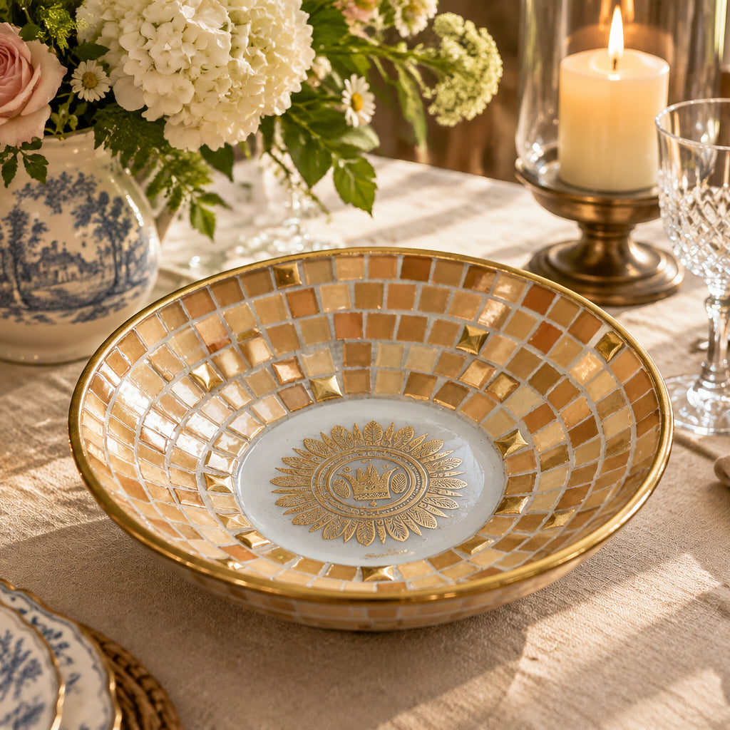 Vintage Mosaic Tile Bowl