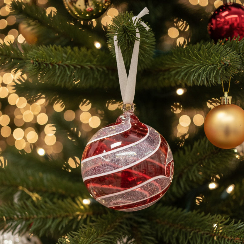 Red Spin Glass Ornament