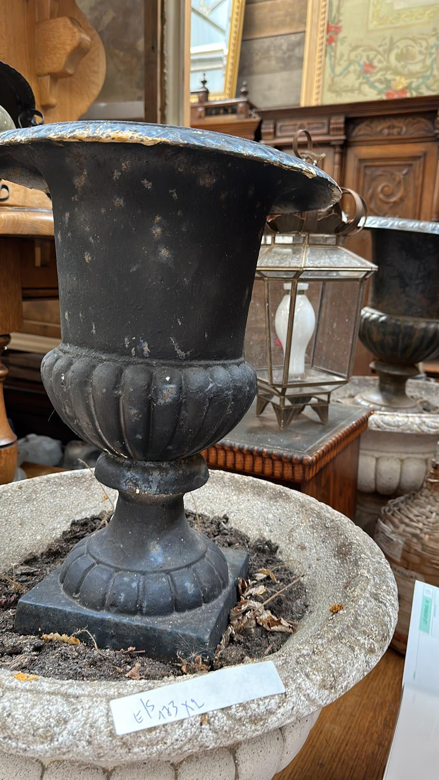 Black Cast Iron Urn