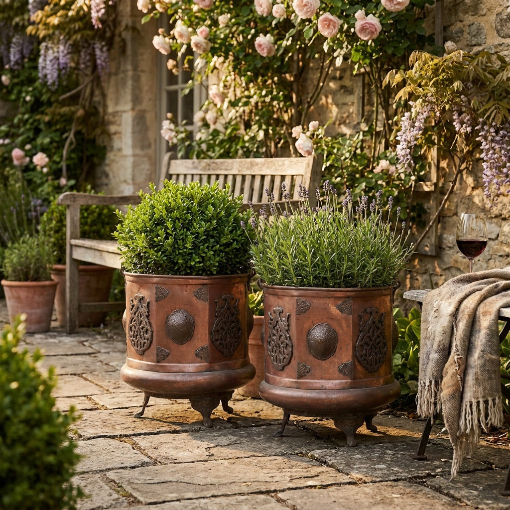 Pair of Hand Hammered Planters