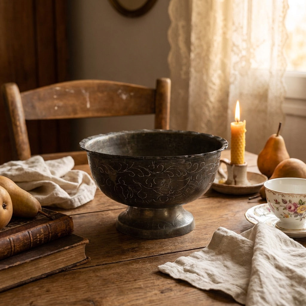 Vintage Brass Footed Bowl