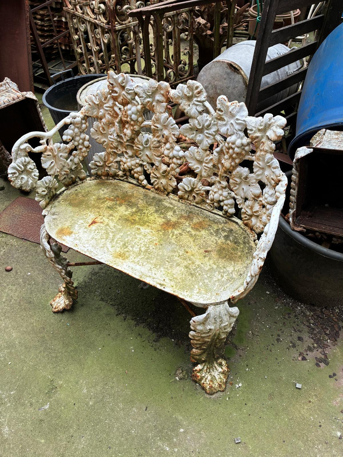 Antique Cast Iron Floral Garden Bench