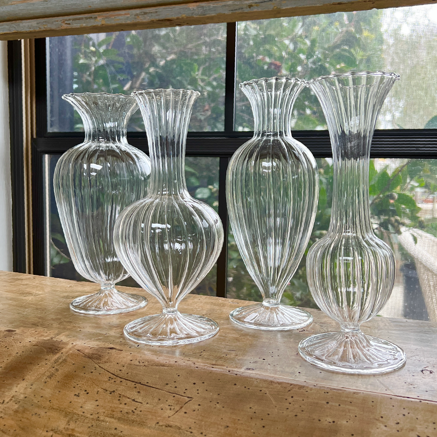 Fluted Glass Vase Set