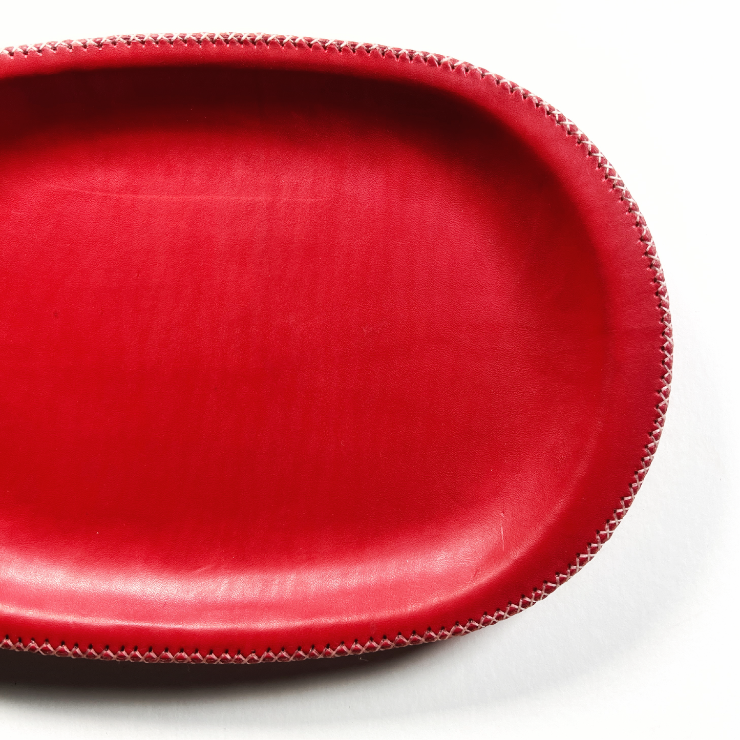 Hand Stitched Leather Oval Trays