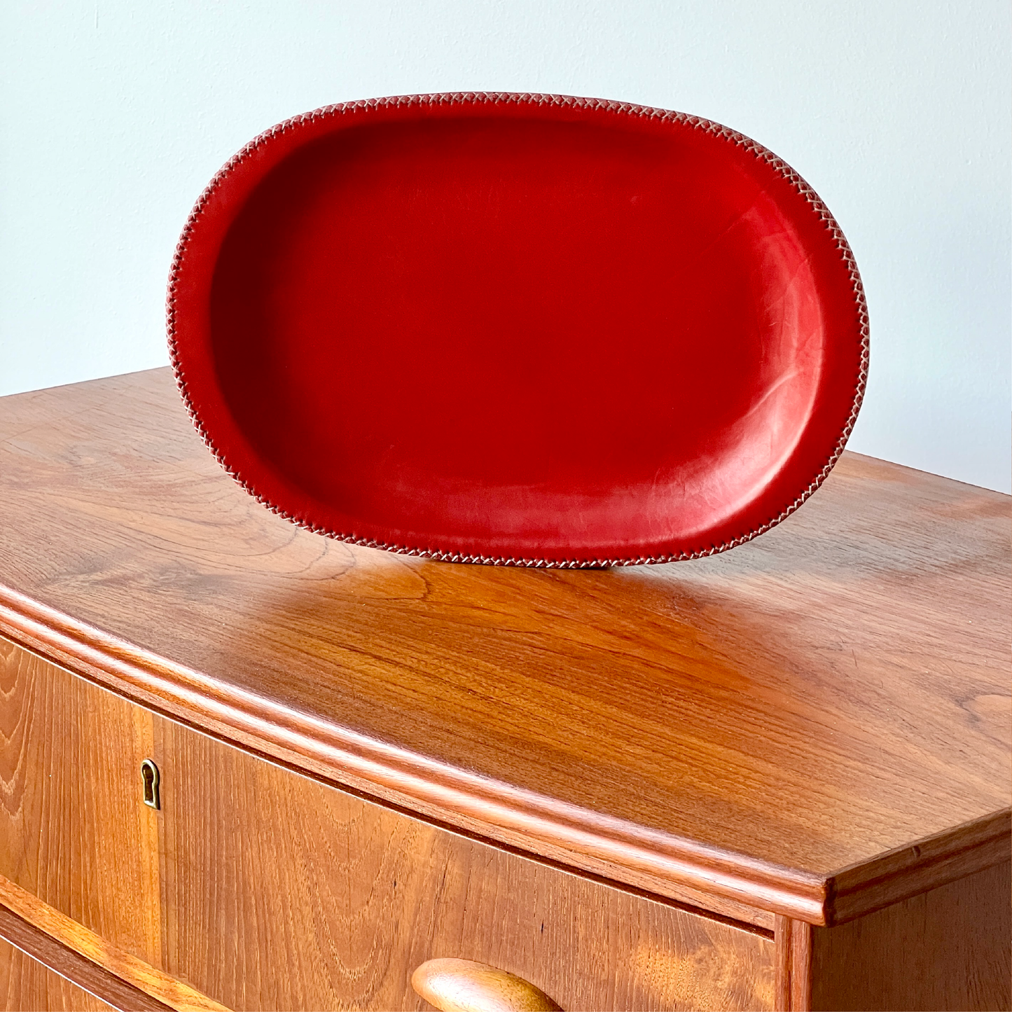 Hand Stitched Leather Oval Trays