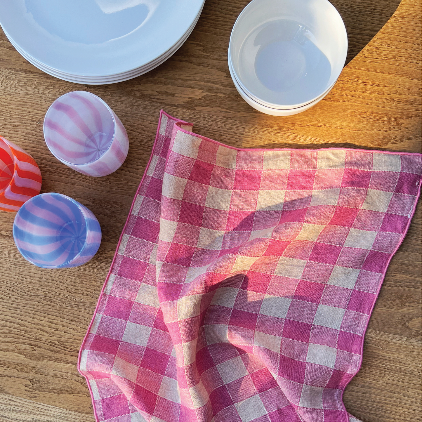 Maison de Vacances Bourdon Vintage Vichy Linen Napkins