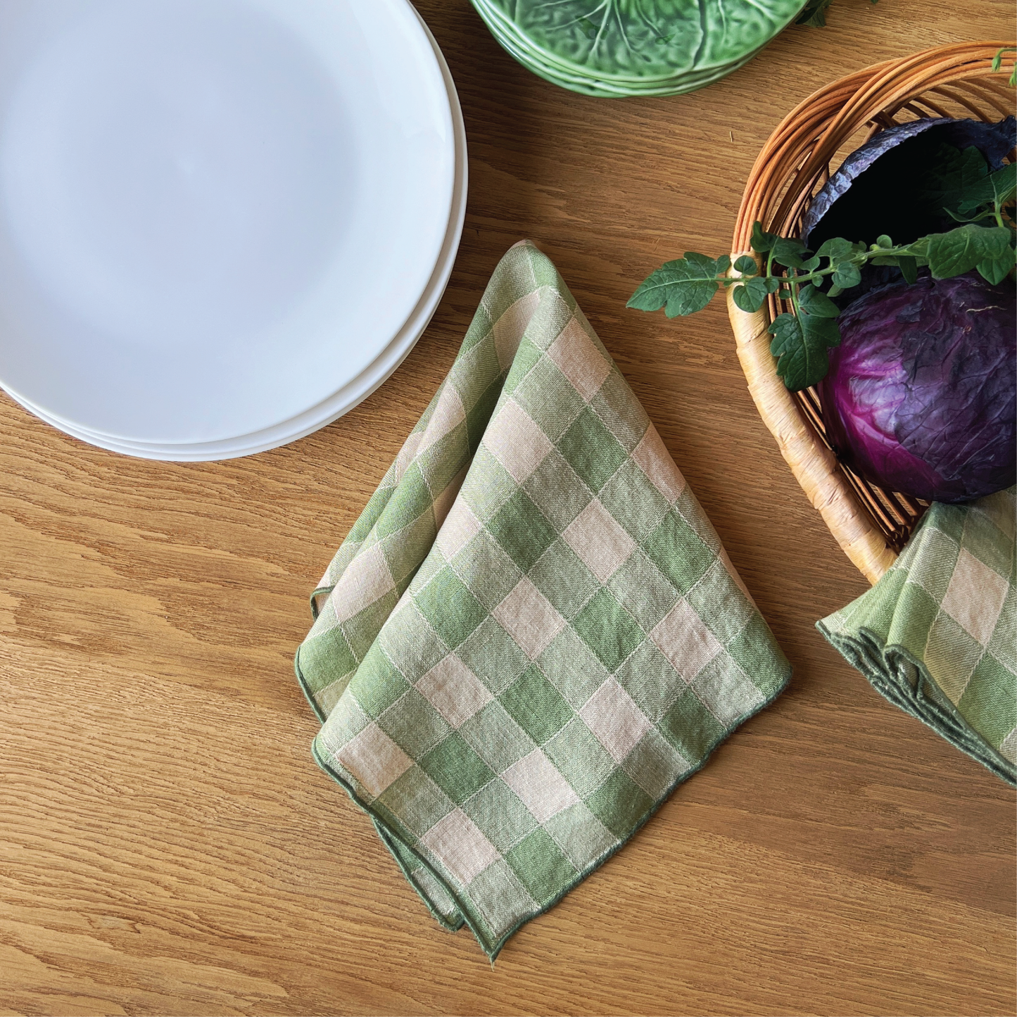 Maison de Vacances Bourdon Vintage Vichy Linen Napkins