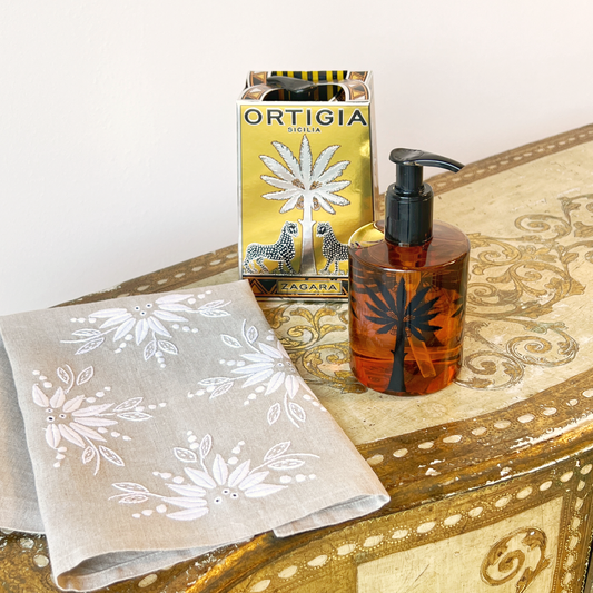 Orange Blossom Sicilian Olive Oil Soap & Embroidered Tip Towel Set