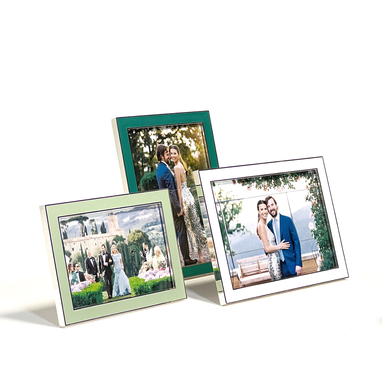 Refined Enamel Silver Trim Picture Frames