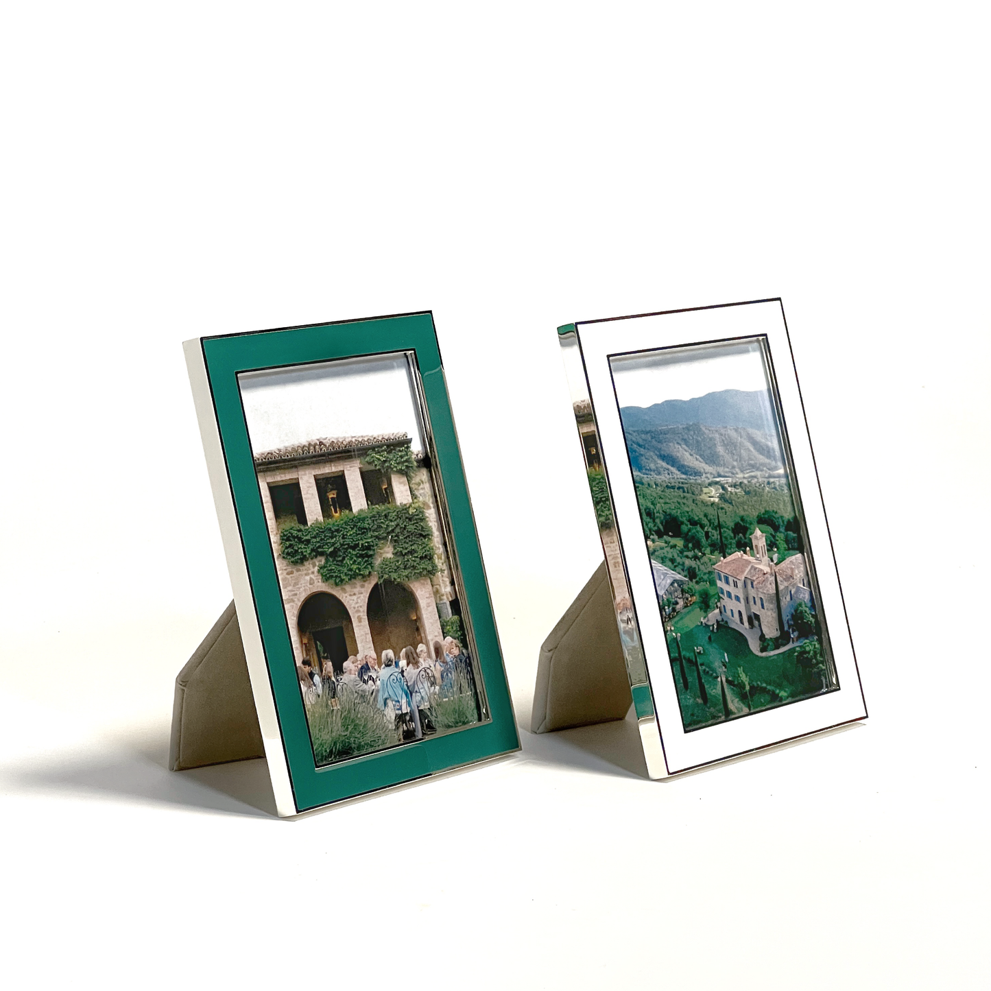 Refined Enamel Silver Trim Picture Frames