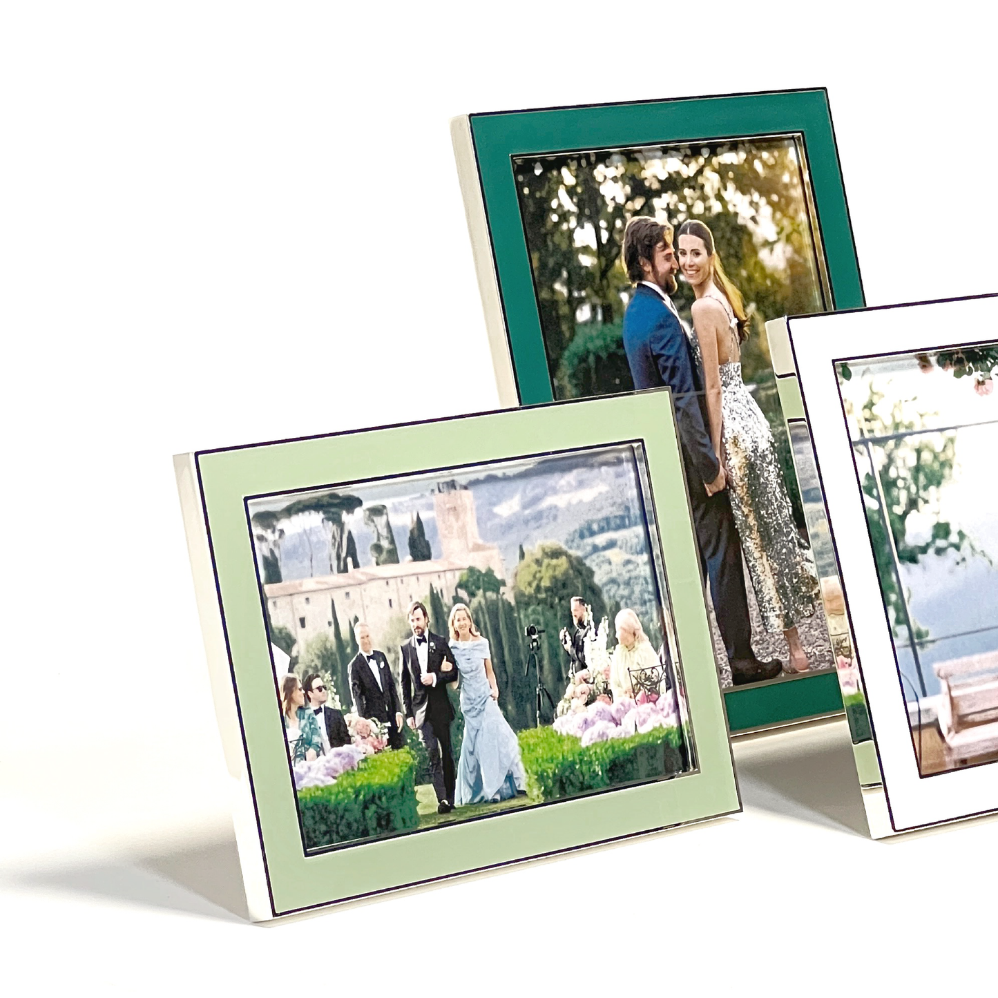 Refined Enamel Silver Trim Picture Frames