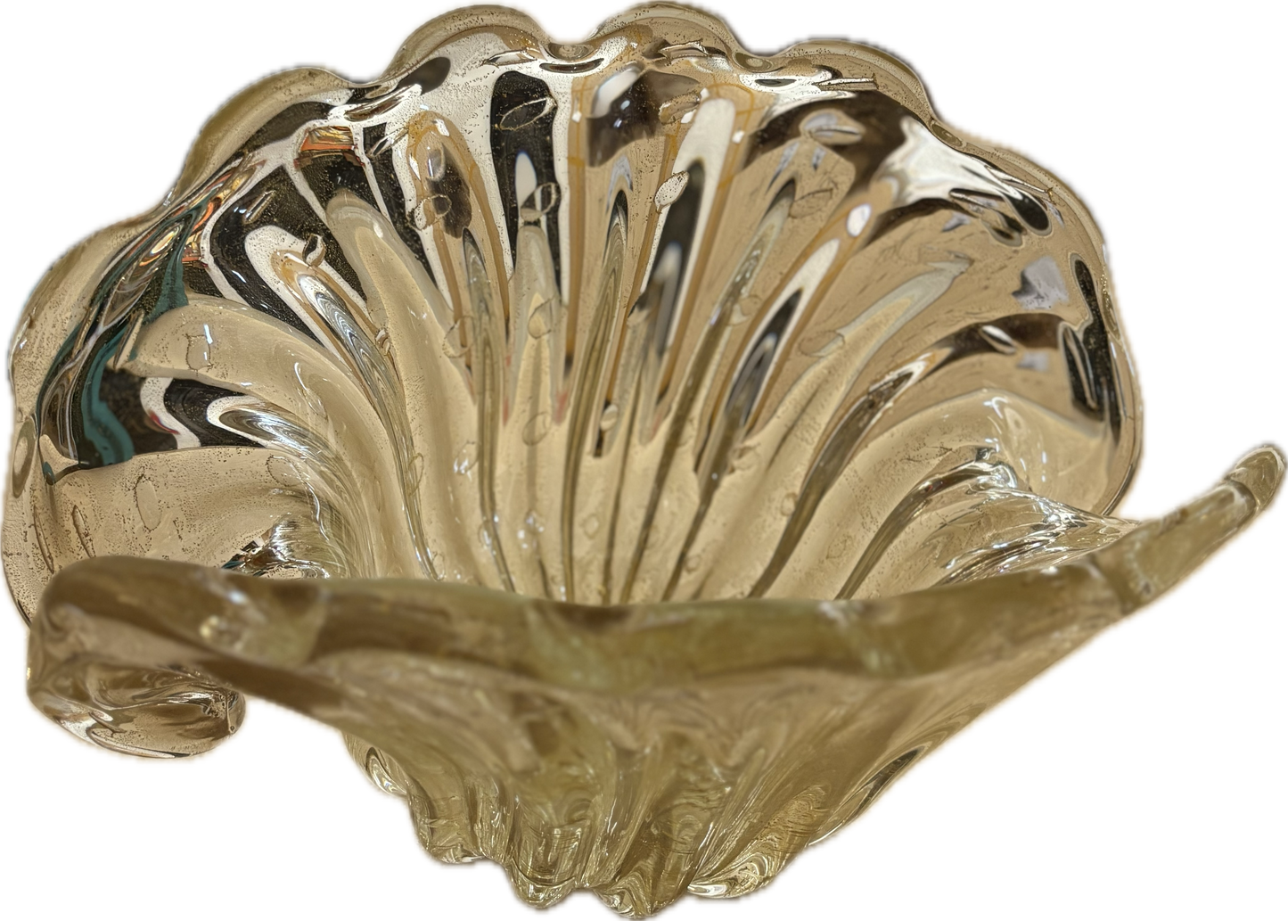 Large Barovier & Toso Style Murano Glass Clamshell