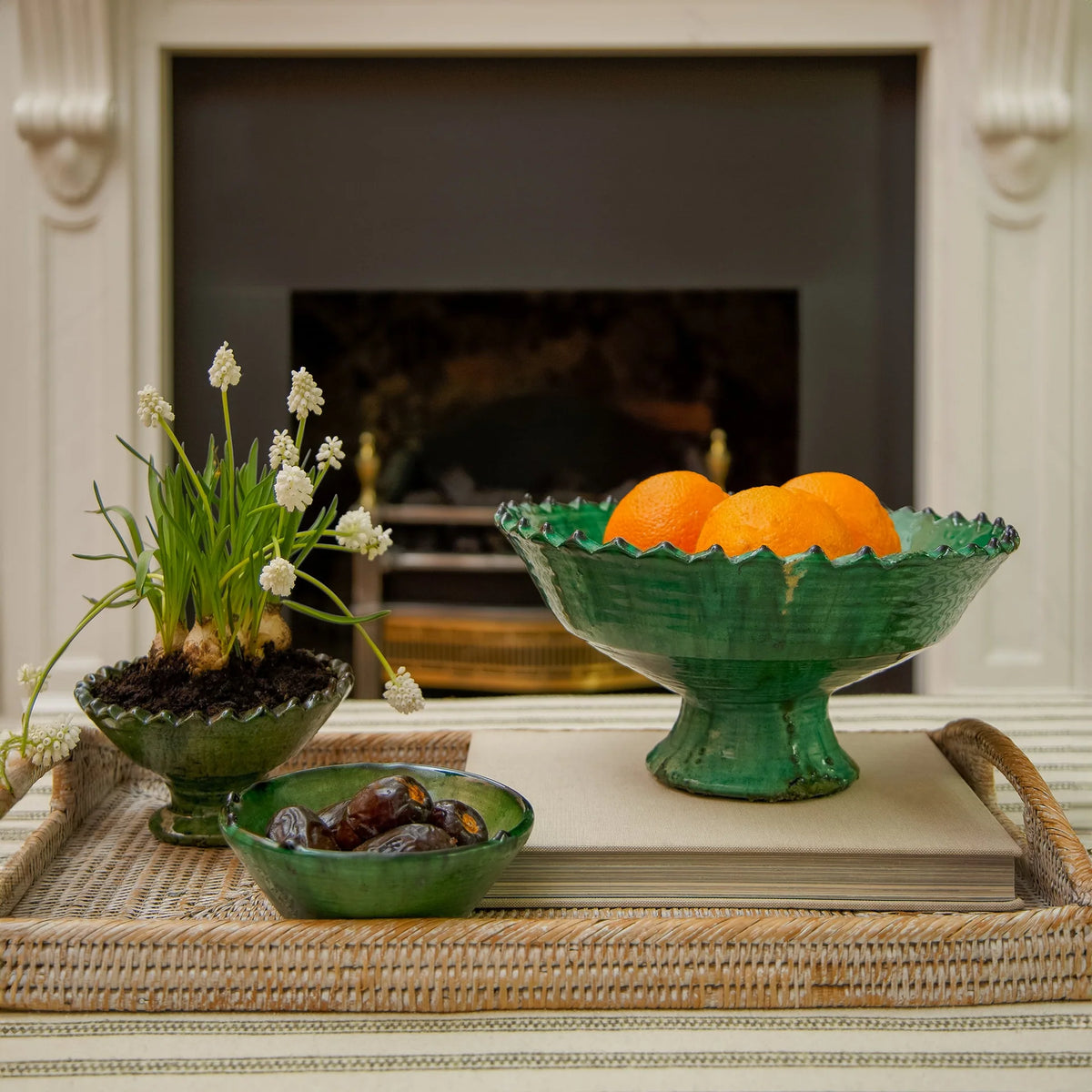 Vintage Tamegroute Pedestal Fruit Bowl