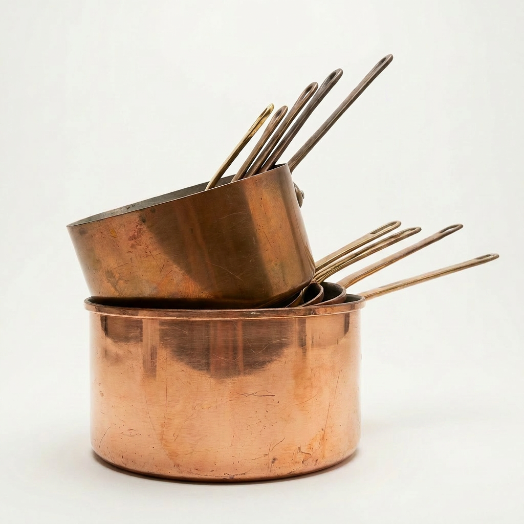 5 Piece Set of Graduated French Copper Pots