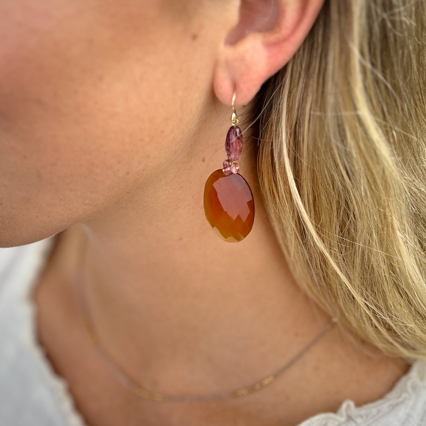 Faceted Oval Carnelian Earrings