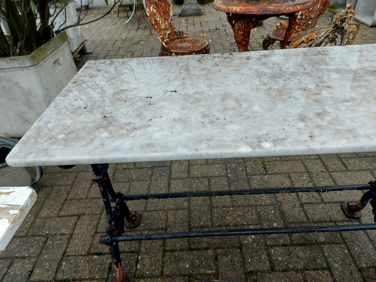 Vintage Marble Top Rectangular Bistro Table