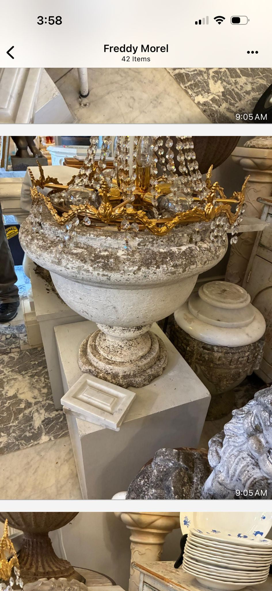 Vintage White Stone Urn