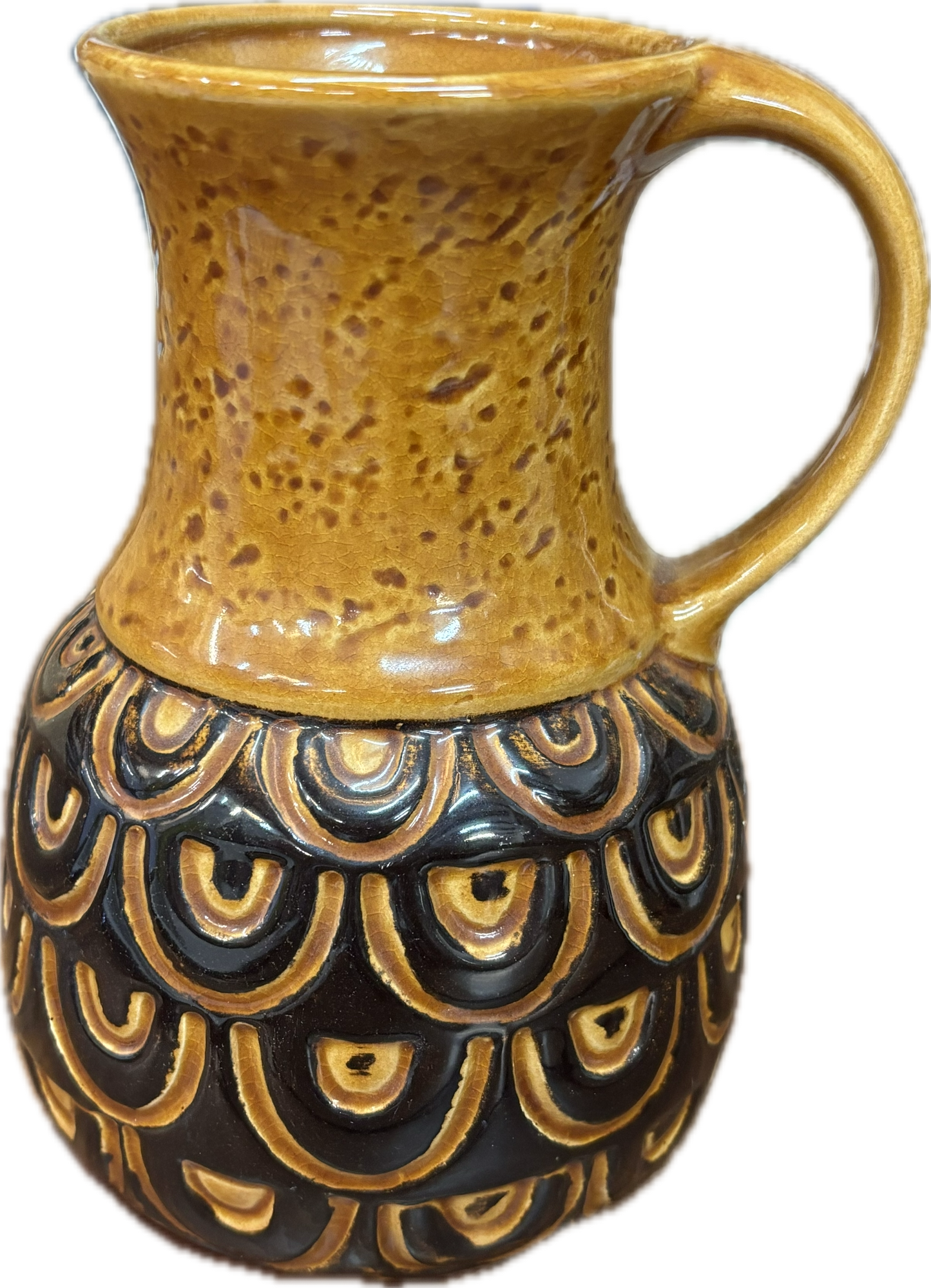 Vintage MidCentury Honey Handle Vase Signed Jasba