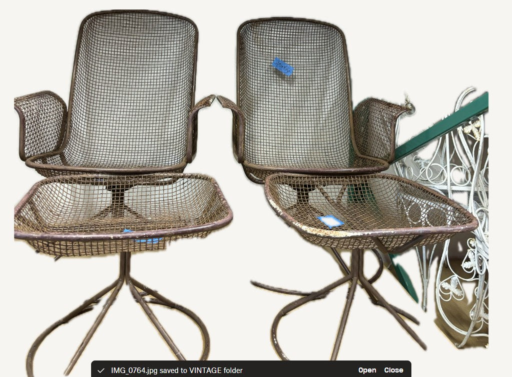 4 Piece Set Vintage Outdoor Mesh Swivel Chair with Ottoman