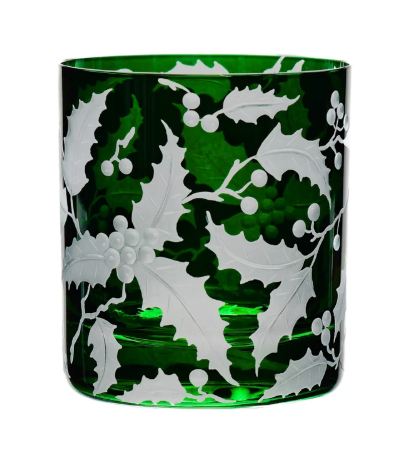 Holiday Holly Double Old Fashioned Glass
