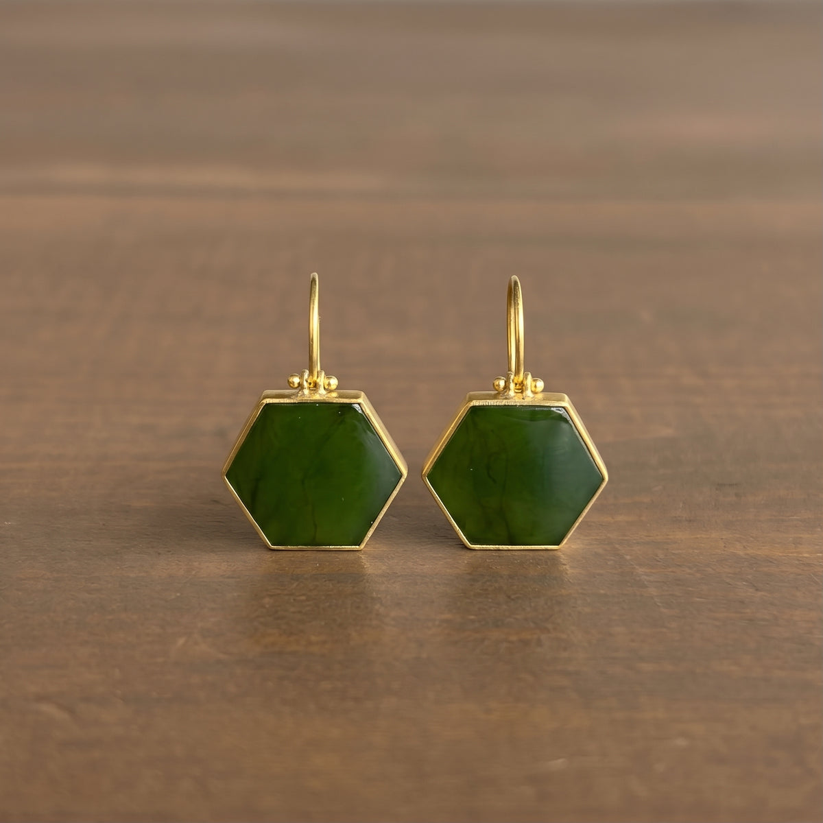 Canadian Jade Hexagon Earrings
