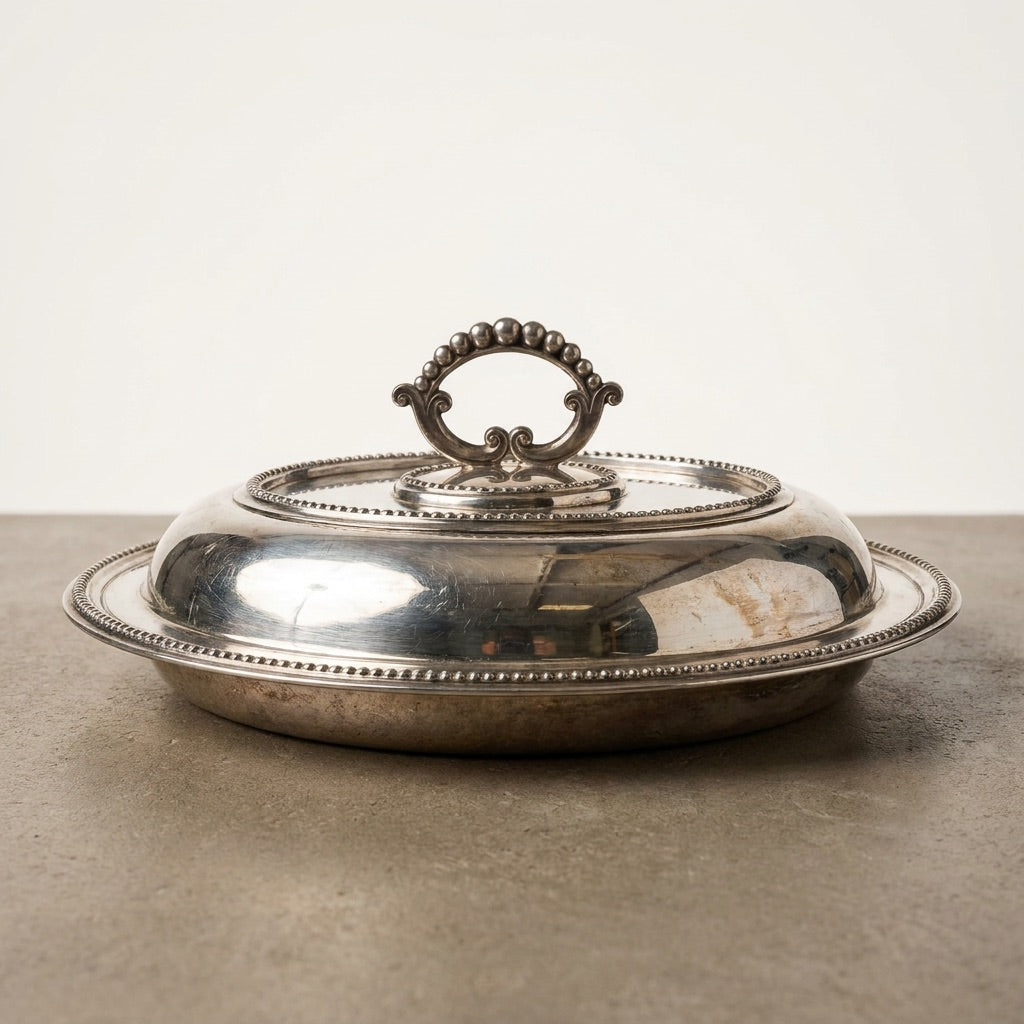 Vintage English Silver Dome Dish