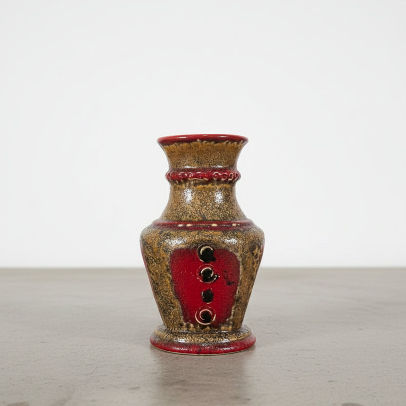 Vintage Ceramic Vase with Red & Brown Glaze