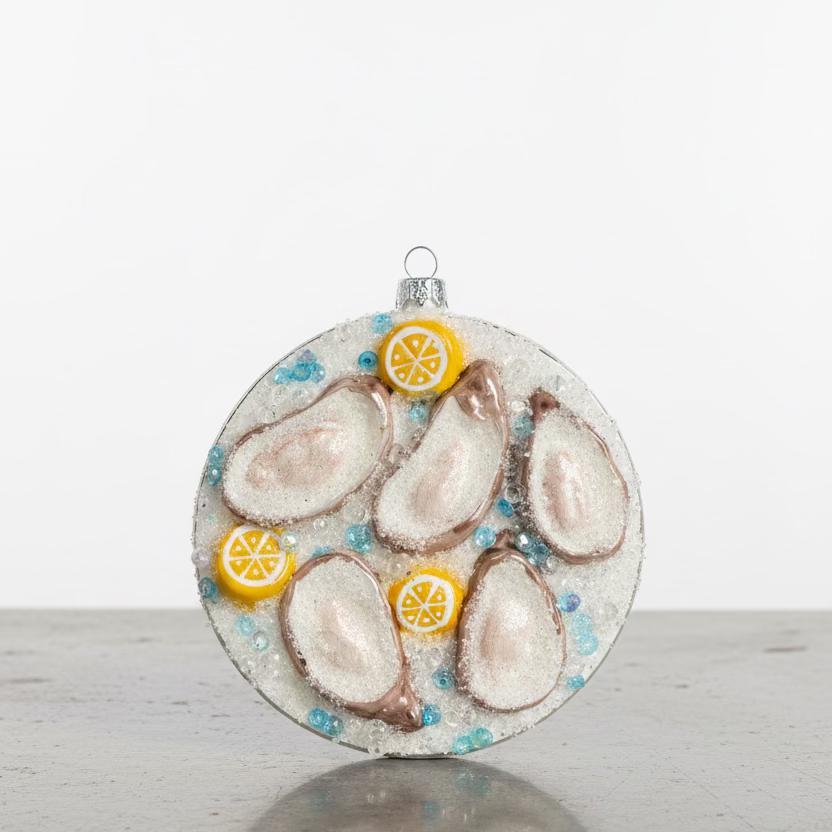Plated Oysters On Ice Ornament