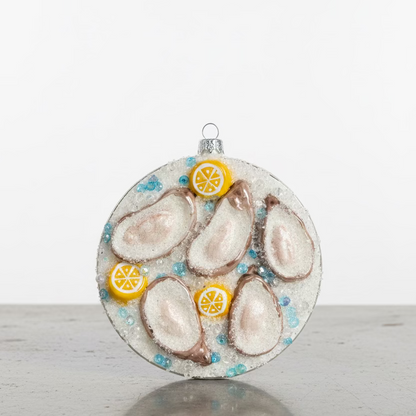 Plated Oysters On Ice Ornament