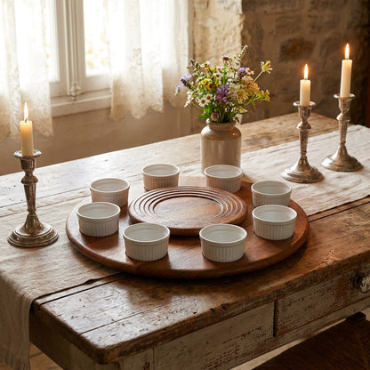 Vintage Lazy Susan with Dishes