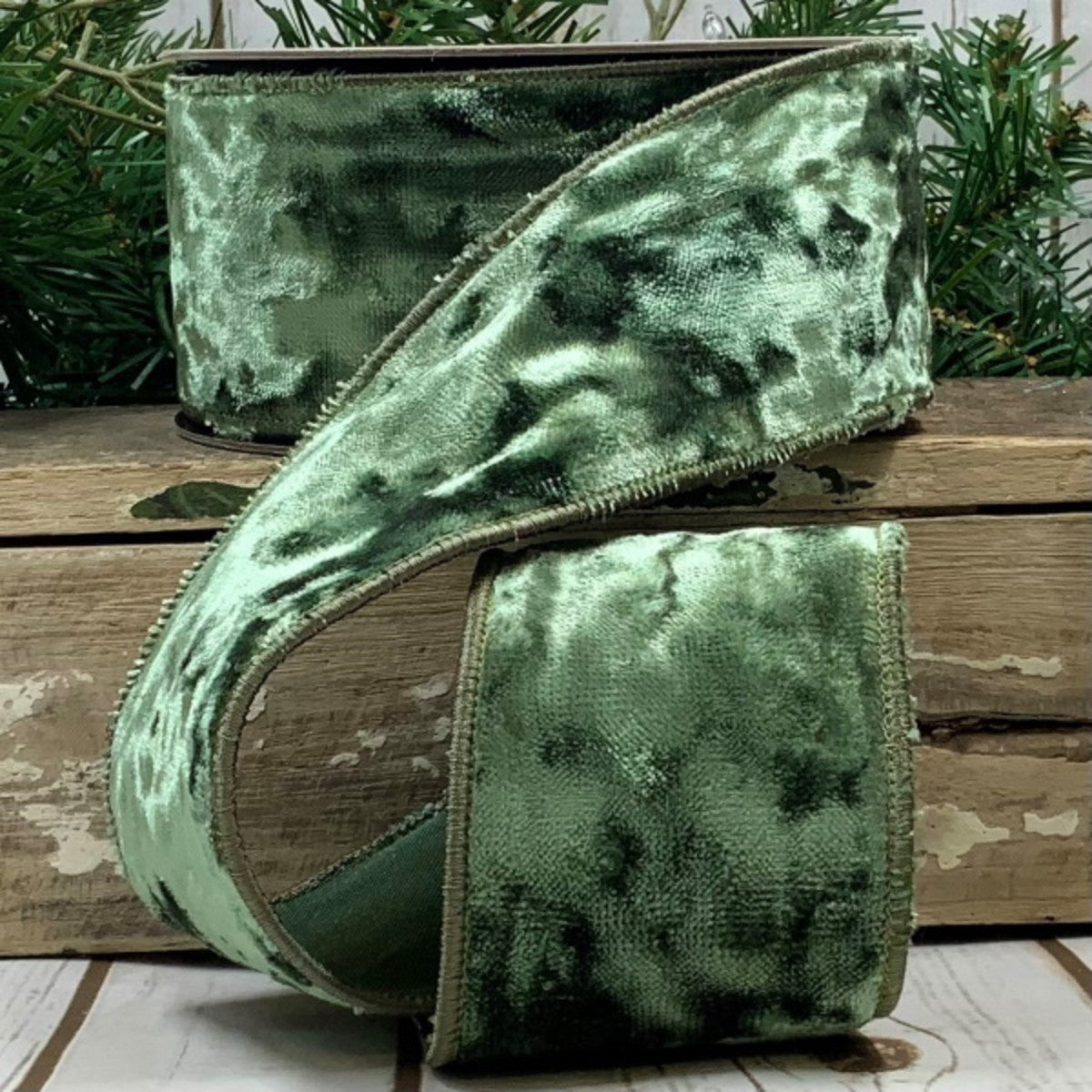 Crushed Velvet Jade Bow