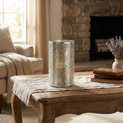 Herringbone Mercury Glass Hurricane