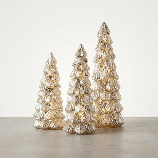 Glittered LED Silver Mercury Glass Tree