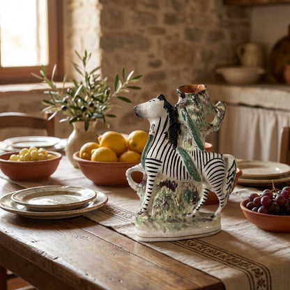 Antique Ceramic Zebra Vase