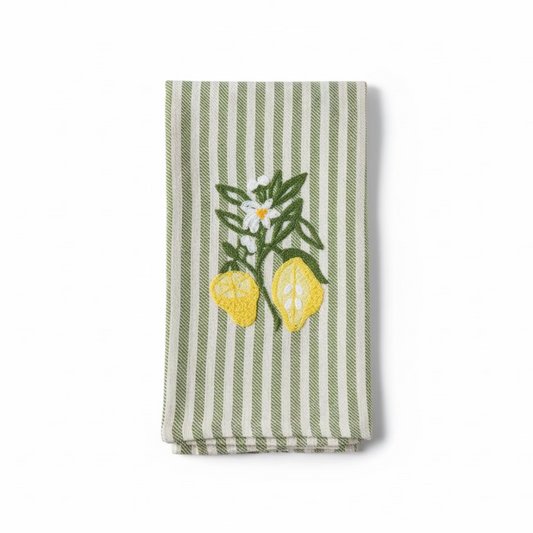 Limone Embroidered Tea Towel