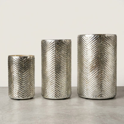 Herringbone Mercury Glass Hurricane