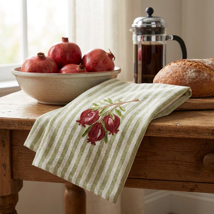 Pomegranate Embroidered Tea Towel