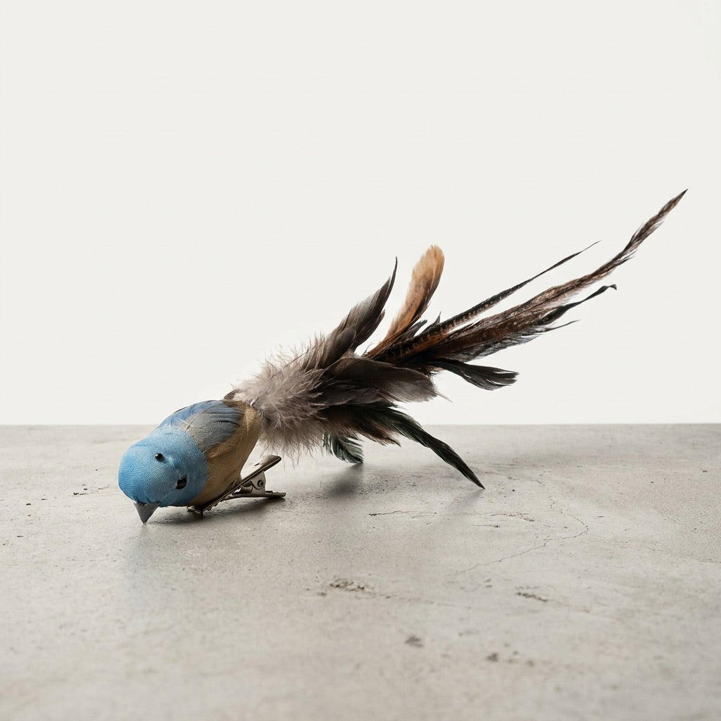 Bird w/Clip Mixed Feather Tail