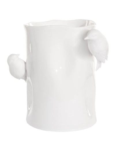 Porcelain Bird en Blanc Vases