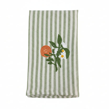 Orange Blossom Embroidered Tea Towel