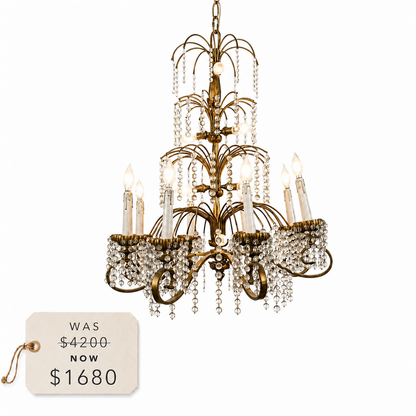 20th C. Italian Glass Droplet Chandelier